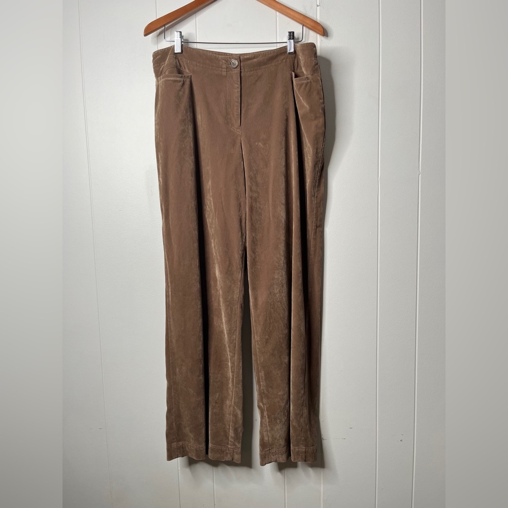 J. Jill Wide Leg Corduroy Pants Trousers Light Brown Flat Front Women's 16